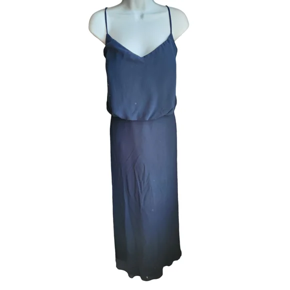 Bill Levkoff Navy Chiffon Flowy Formal Maxi Dress Size 20 - Picture 1 of 4